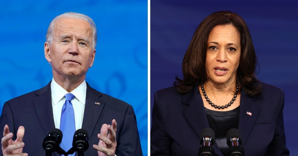 Presumptive president-elect Joe Biden left; presumptive Vice President-elect Kamala Harris, right.