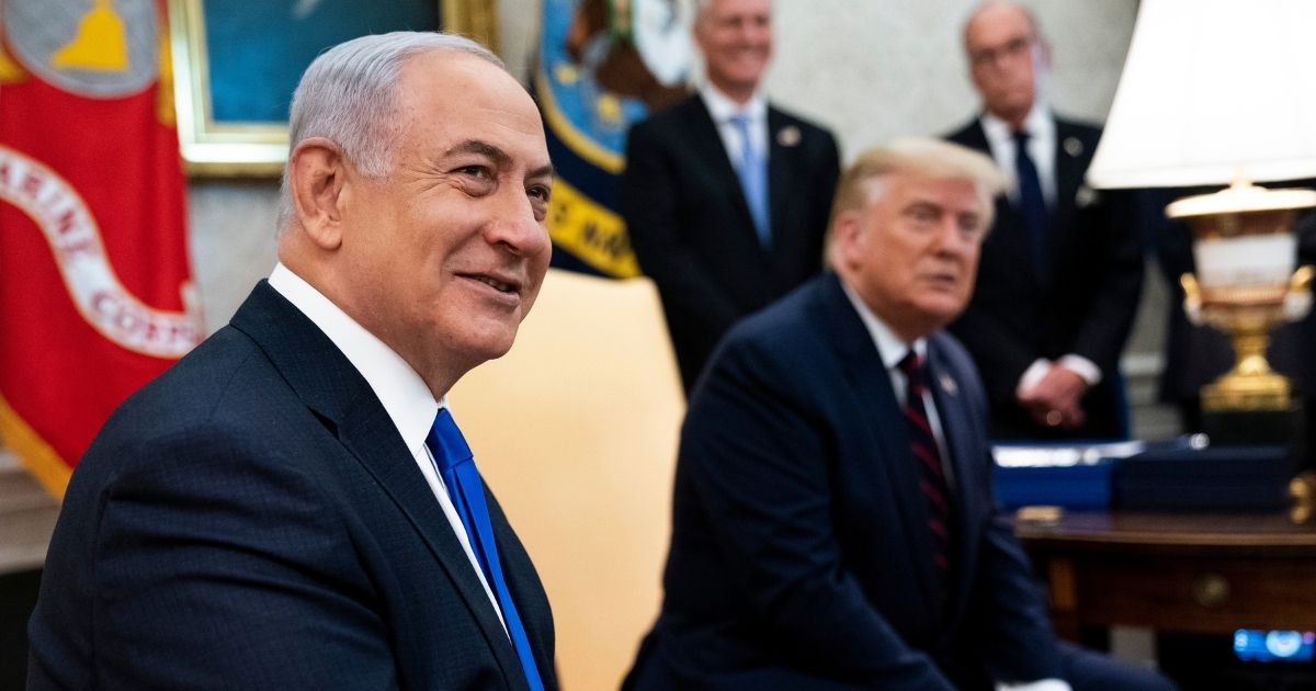 Israeli Prime Minister Benjamin Netanyahu and U.S. President Donald Trump participate in a meeting in the White House on Sept. 15, 2020.