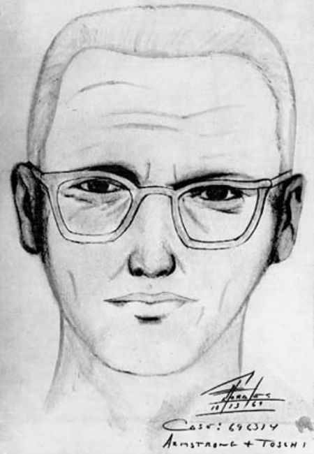 The Zodiac Killer is pictured in a police sketch from 1969. 