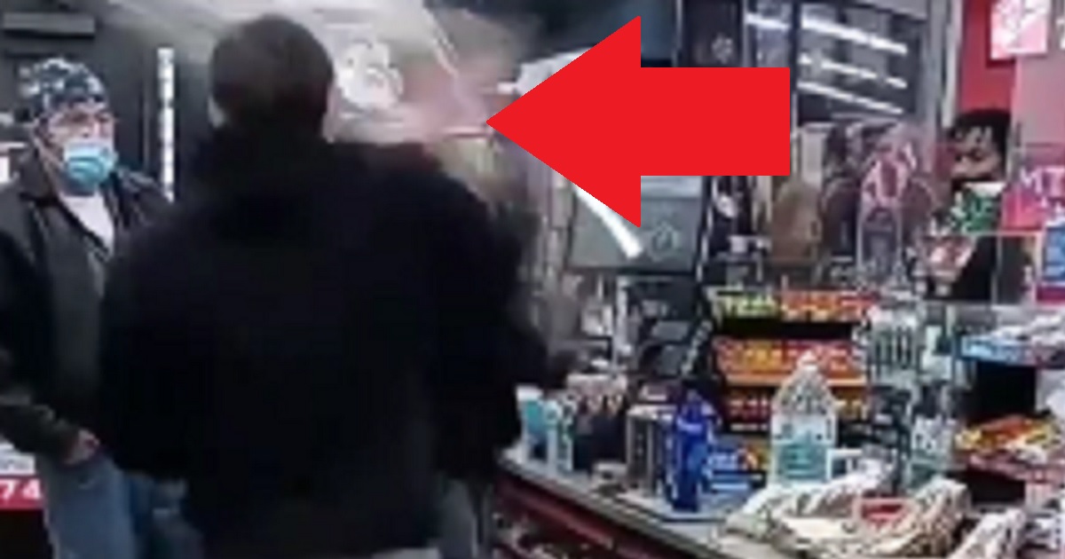 Hard iced tea sprays out of a can after the can was used as a weapon in a fight in an Ohio convenience store.