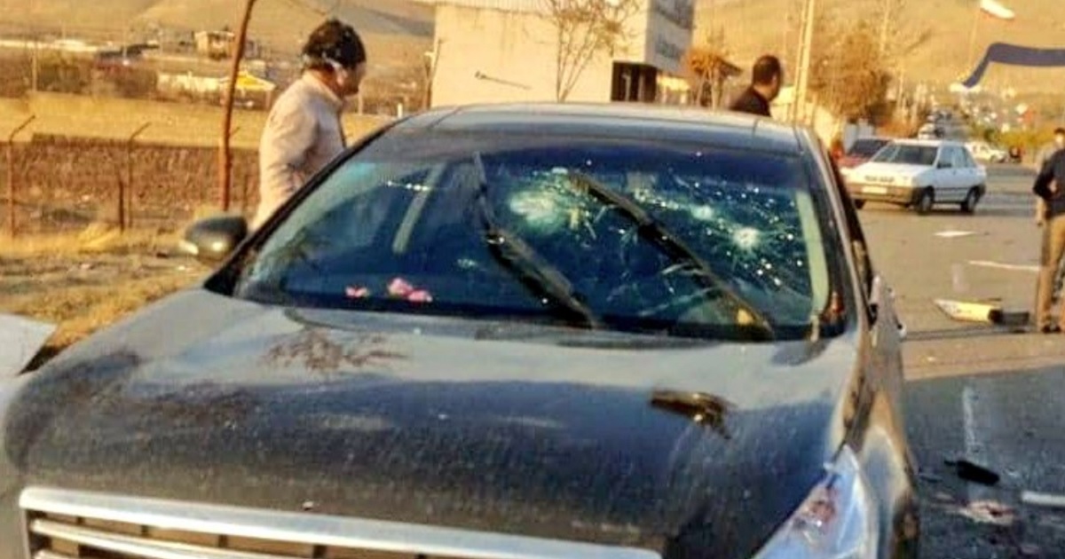 A bullet pocked car marks the scene from the November assassination of Iranian nuclear scientist Mohsen Fakhrizadeh.