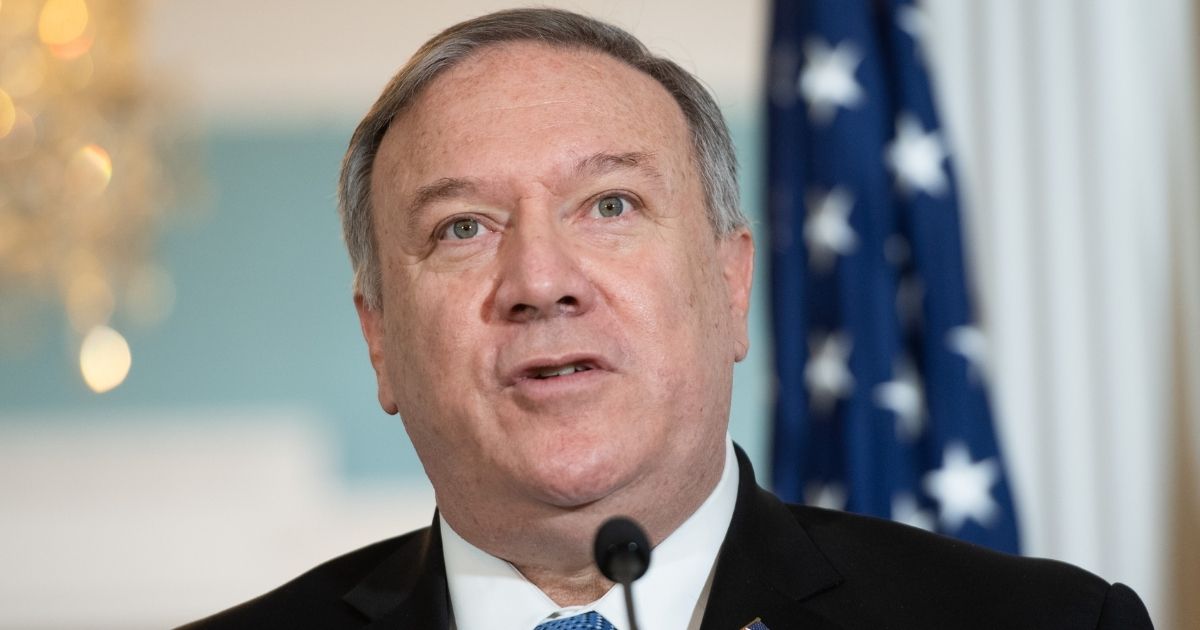 Secretary of State Mike Pompeo speaks to the media prior to meeting with Kuwaiti Foreign Minister Sheikh Ahmad Nasser Al-Mohammad Al-Sabah at the State Department in Washington, D.C., on Nov. 24, 2020.