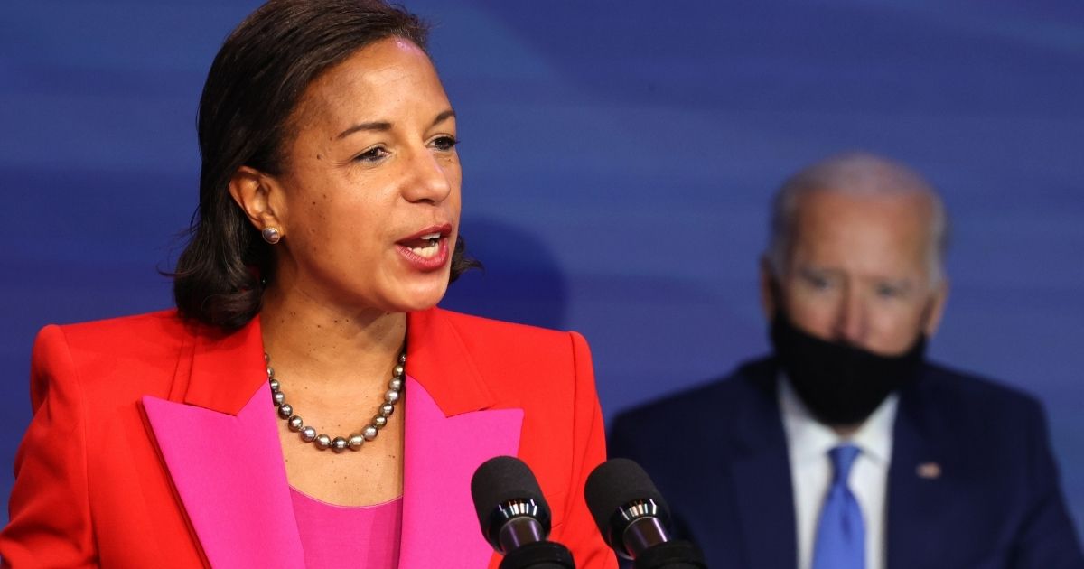 Joe Biden looks on as former Obama national security adviser Susan Rice delivers remarks after being introduced as Biden’s choice to lead his Domestic Policy Council on Dec. 11, 2020, in Wilmington, Delaware.