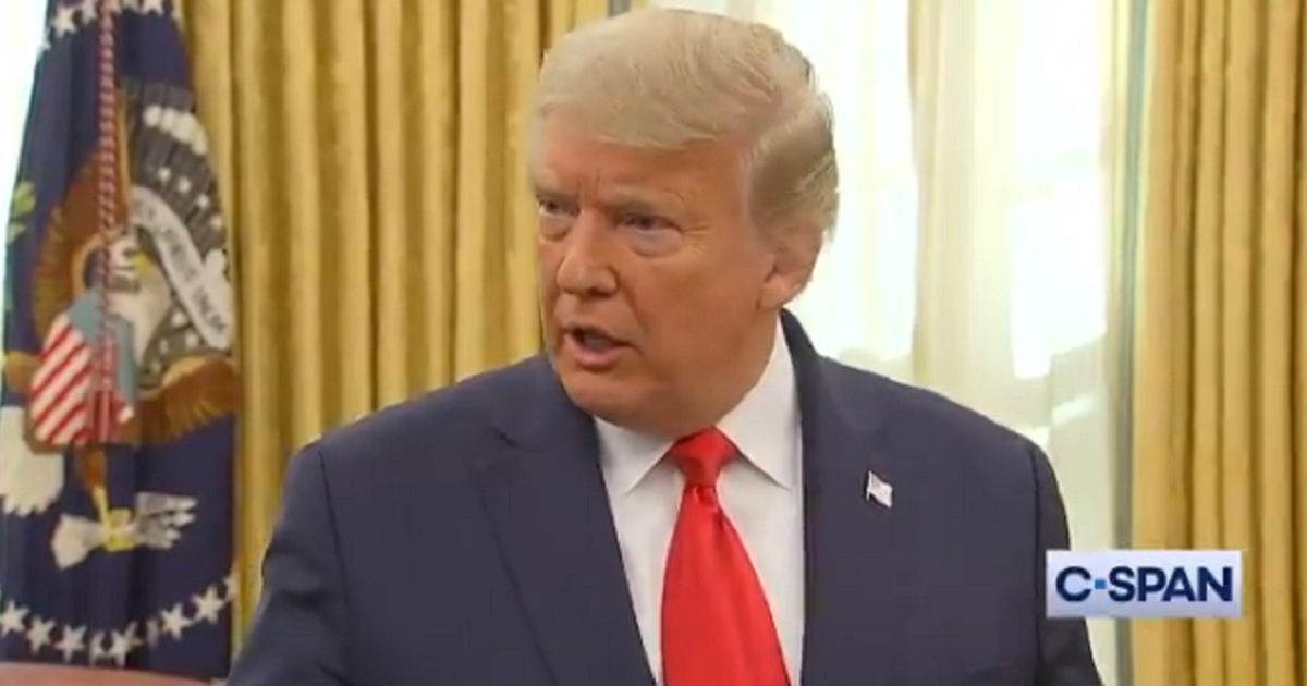 President Donald Trump is interviewed at the White House on Thursday.