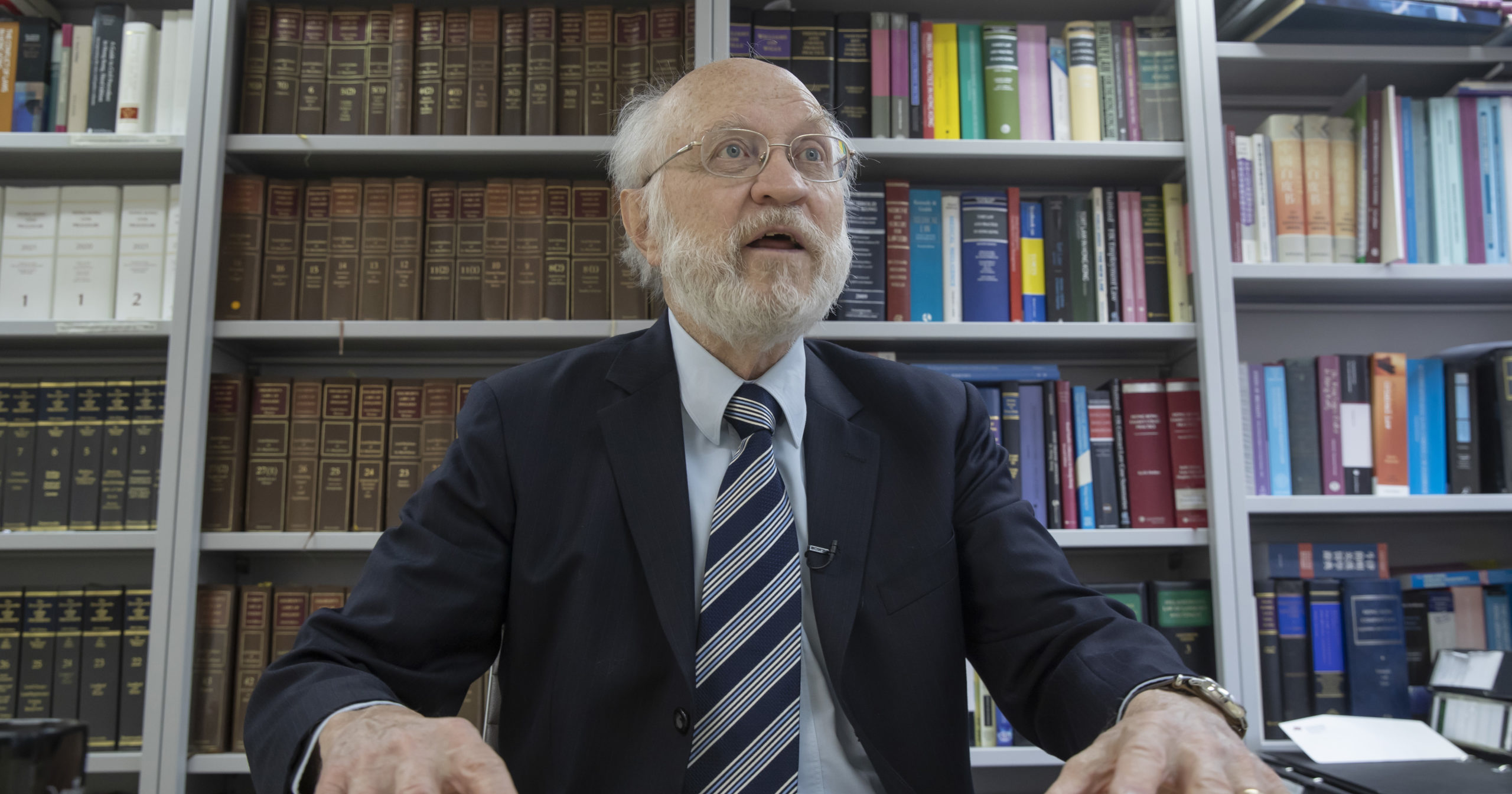 John Clancey, an American lawyer who became the first foreigner arrested under Hong Kong's national security law, speaks during an interview in Hong Kong on Jan. 15, 2021.