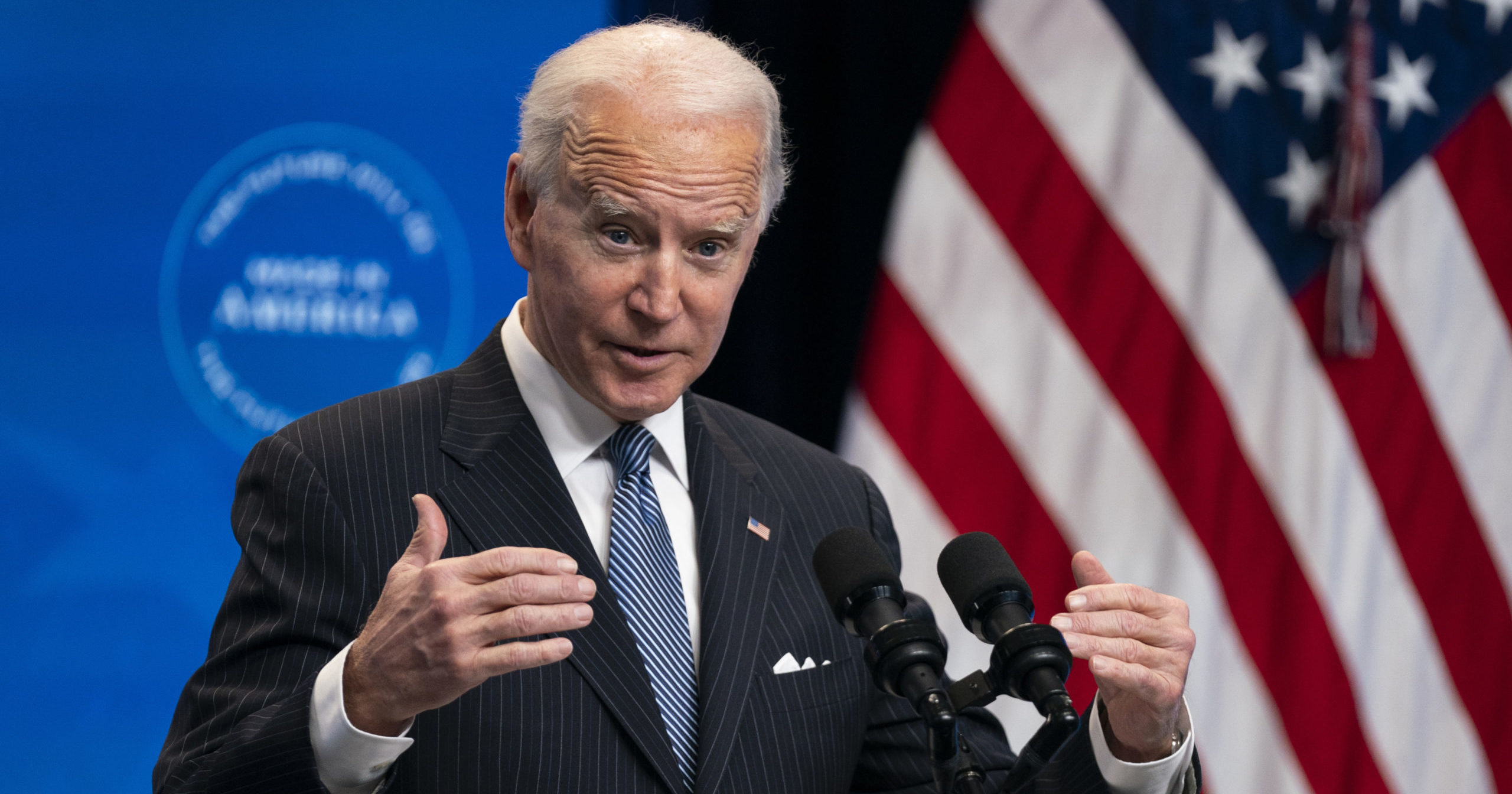 President Joe Biden answers questions from reporters in the White House complex in Washington, D.C., on Jan. 25, 2021.