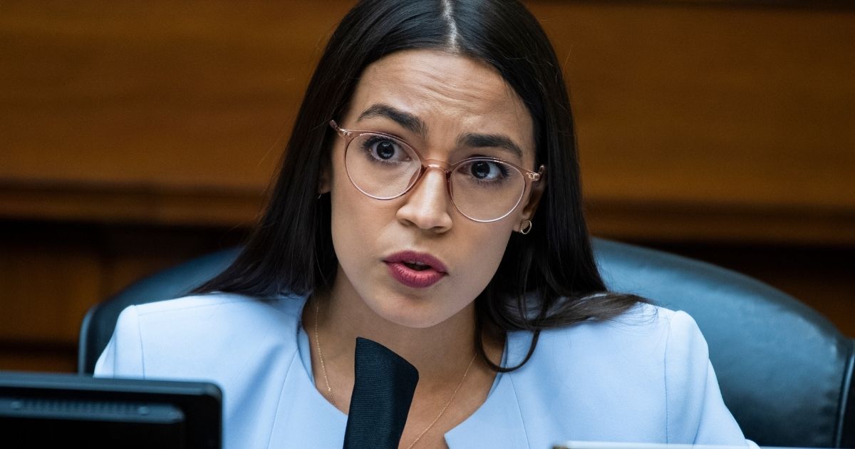 New York Democratic Rep. Alexandria Ocasio-Cortez questions Postmaster General Louis DeJoy during a hearing before the House Oversight and Reform Committee on Aug. 24, 2020, in Washington, D.C.