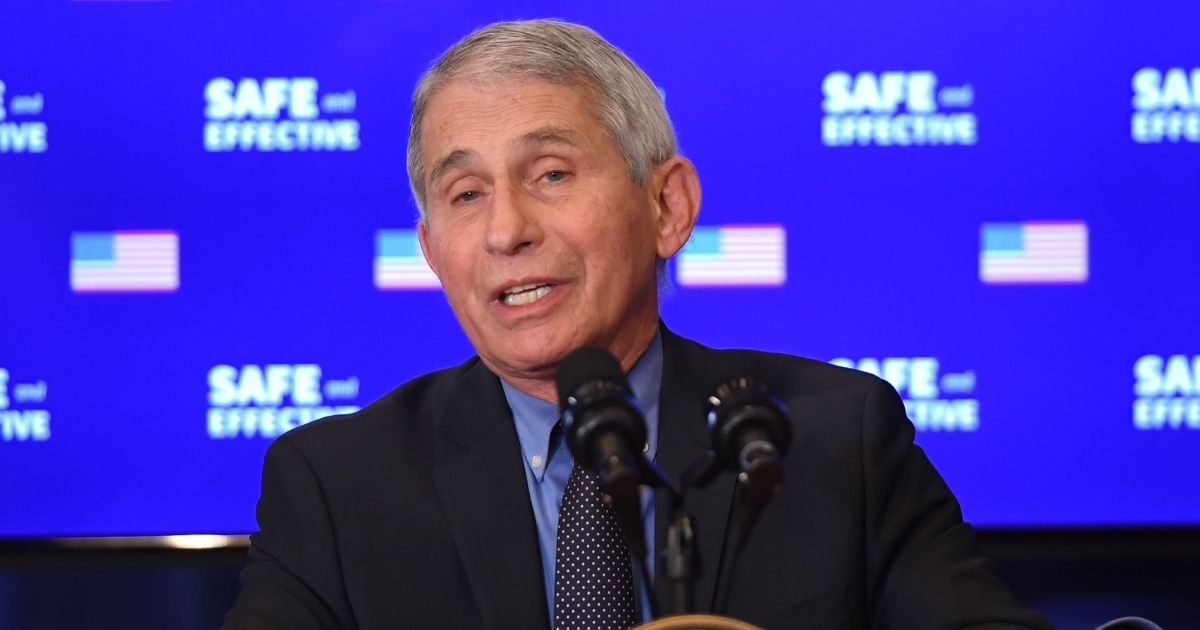 Director of the National Institute of Allergy and Infectious Diseases Dr. Anthony Fauci speaks after Vice President Mike Pence receives the COVID-19 vaccine in the Eisenhower Executive Office Building in Washington, D.C., on Dec. 18, 2020.