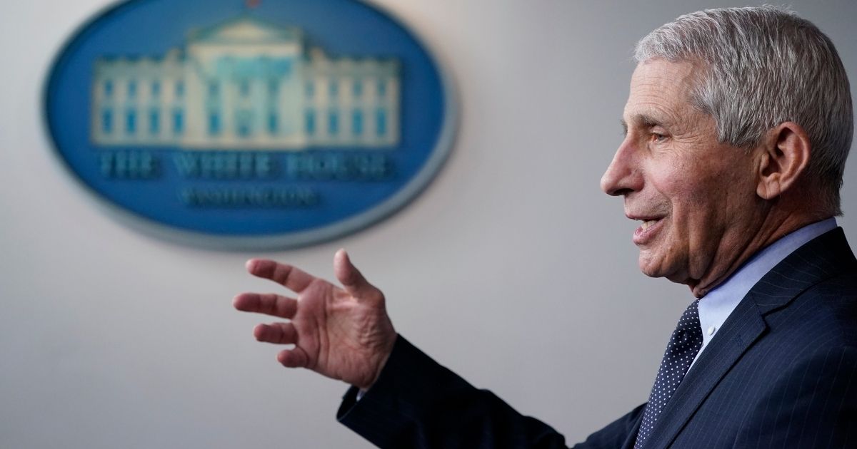 Dr. Anthony Fauci, director of the National Institute of Allergy and Infectious Diseases, speaks with reporters in the James Brady Press Briefing Room at the White House on Thursday in Washington.
