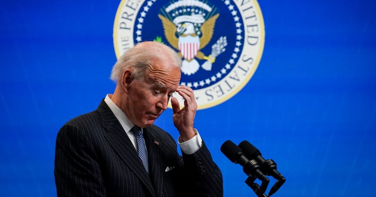 President Joe Biden speaks after signing an executive order related to American manufacturing in the South Court Auditorium of the White House complex on Monday in Washington, D.C.