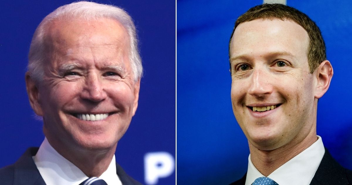 President Joe Biden, left, and Facebook's Mark Zuckerberg, right.