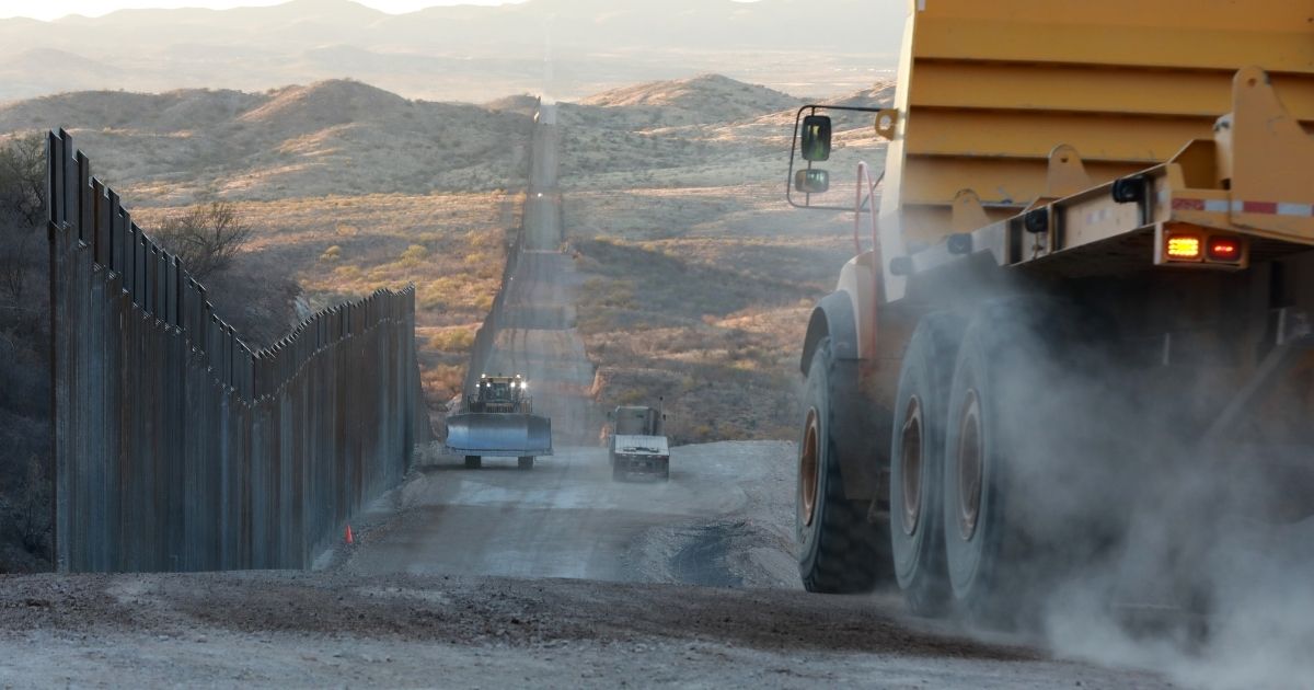 Construction continued along the border wall with Mexico, championed by former U.S. President Donald Trump, on Jan. 12, 2021, in Sasabe, Arizona. Construction has since been halted by President Joe Biden.