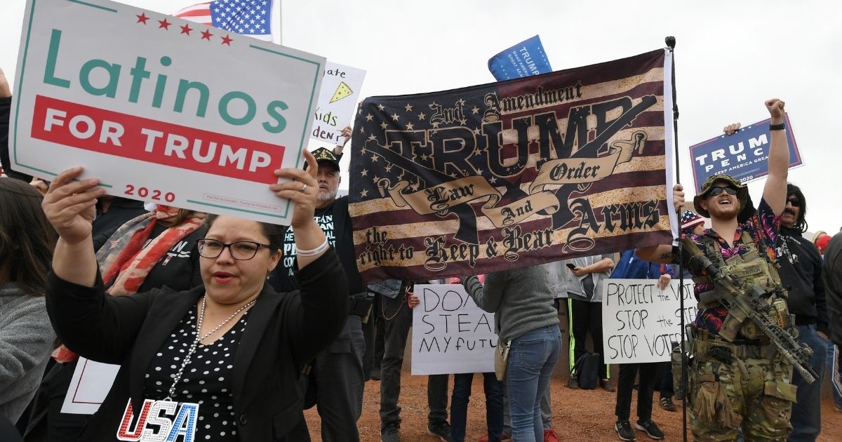 Supporters of President Donald Trump protest outside the Clark County Election Department on November 7, 2020 in North Las Vegas, Nevada.