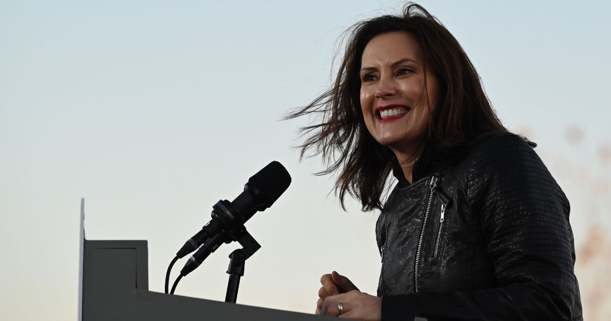 Michigan Gov. Gretchen Whitmer speaks during a mobilization event at Belle Isle Casino in Detroit, Michigan, on Oct. 31, 2020.