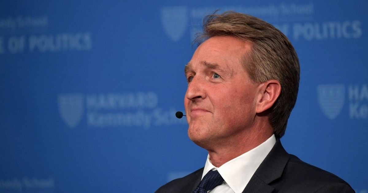 Former Republican Sen. Jeff Flake of Arizona speaks at the Harvard Kennedy School of Government at Harvard University on March 1, 2019, in Cambridge, Massachusetts.