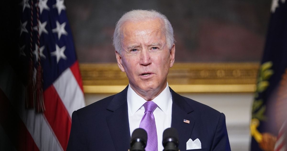 President Joe Biden speaks on his administration's COVID-19 response in the State Dining Room of the White House in Washington, D.C., on Tuesday.