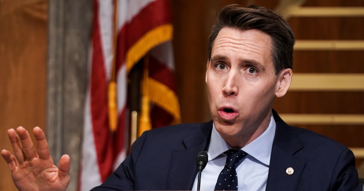 Republican Sen. Josh Hawley of Missouri asks questions during a hearing on election security and the 2020 vote Dec. 16 on Capitol Hill in Washington.