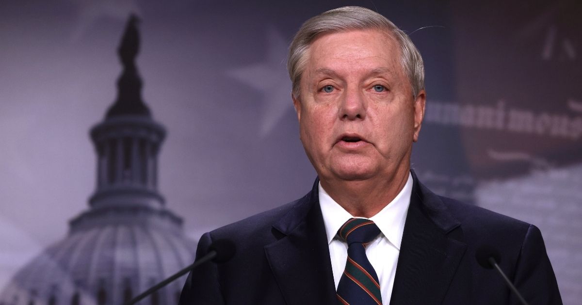 Sen. Lindsey Graham speaks during a news conference at the U.S. Capitol Jan. 7, 2021 in Washington, D.C.