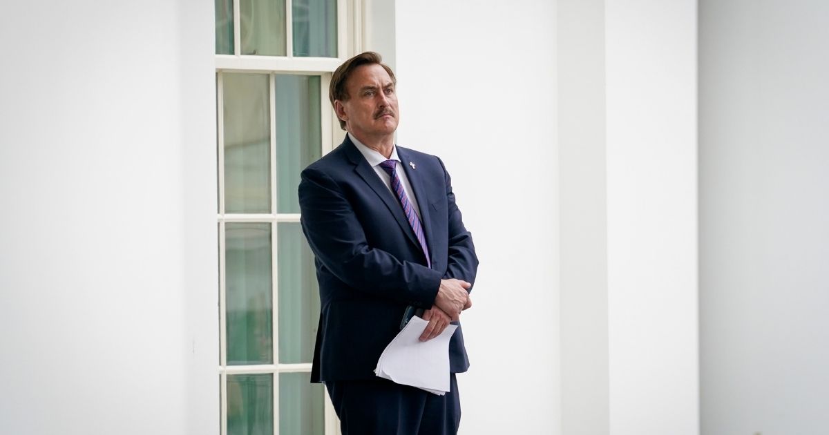 MyPillow CEO Mike Lindell waits outside the West Wing of the White House before entering on January 15, 2021, in Washington, D.C.