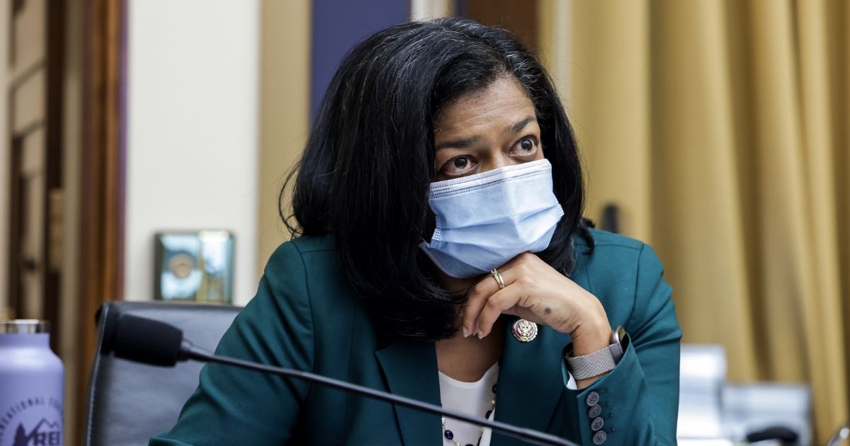 Democratic Rep. Pramila Jayapal of Washington looks on during the House Judiciary Subcommittee on Antitrust, Commercial and Administrative Law hearing on Online Platforms and Market Power in the Rayburn House office Building on July 29, 2020, on Capitol Hill in Washington, D.C.