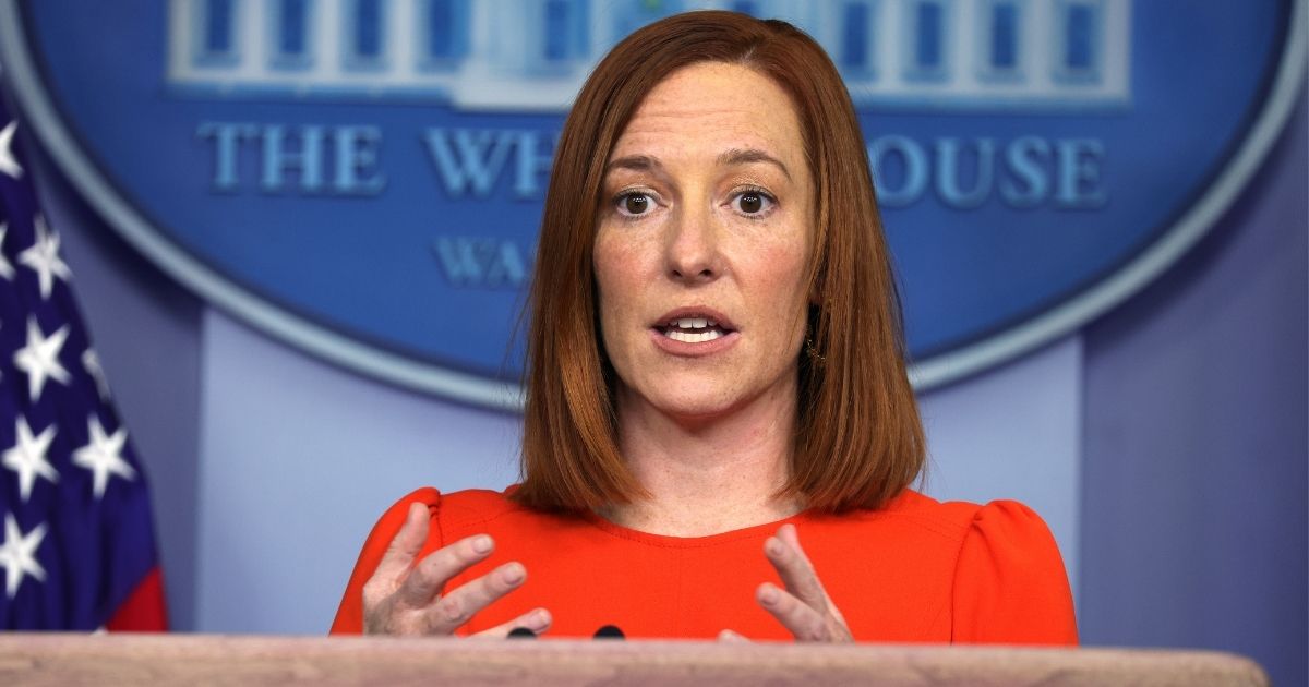 White House press secretary Jen Psaki speaks during a news conference at the James Brady Press Briefing Room of the White House on Thursday.