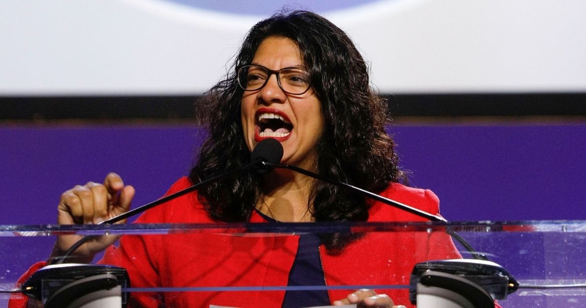 Democratic Michigan Rep. Rashida Tlaib speaks at the opening session of the NAACP 110th National Convention at COBO Center on July 22, 2019, in Detroit.