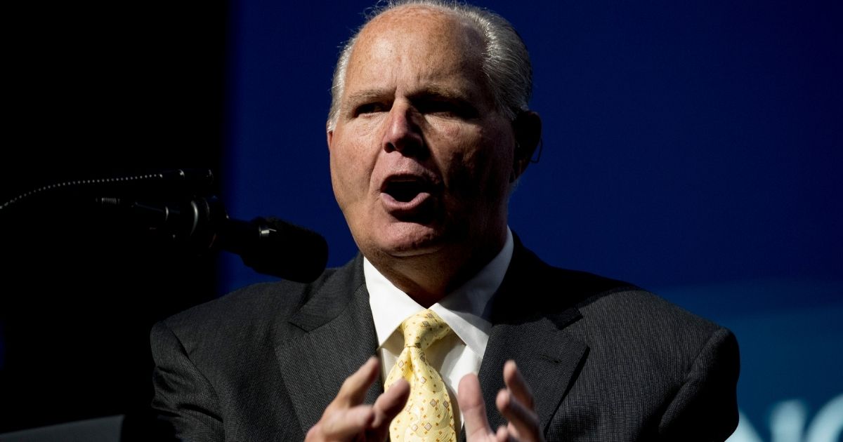 Radio personality Rush Limbaugh speaks before introducing President Donald Trump at the Turning Point USA Student Action Summit at the Palm Beach County Convention Center in West Palm Beach, Florida, on Dec. 21, 2019.