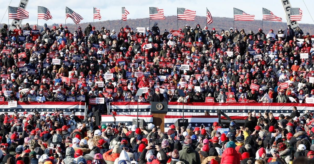 Then-President Donald Trump speaks at a rally on Nov. 2, 2020, in Avoca, Pennsylvania.