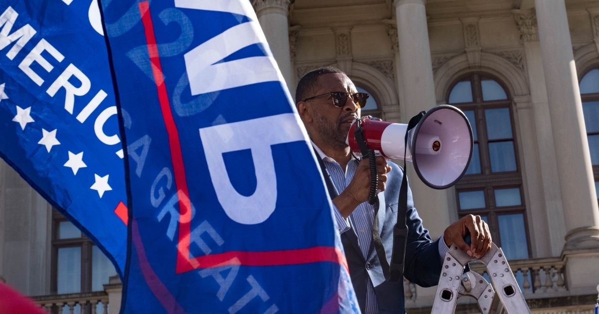 Georgia state Rep. Vernon Jones, pictured at a "Stop the Steal" rally supporting President Donald Trump in November.