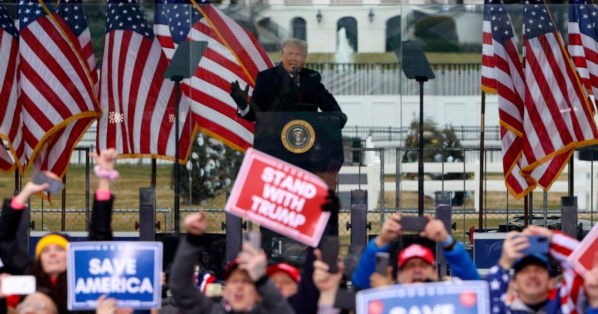 President Donald Trump addresses supporters at the "Stop The Steal" rally on Wednesday outside the White House. 