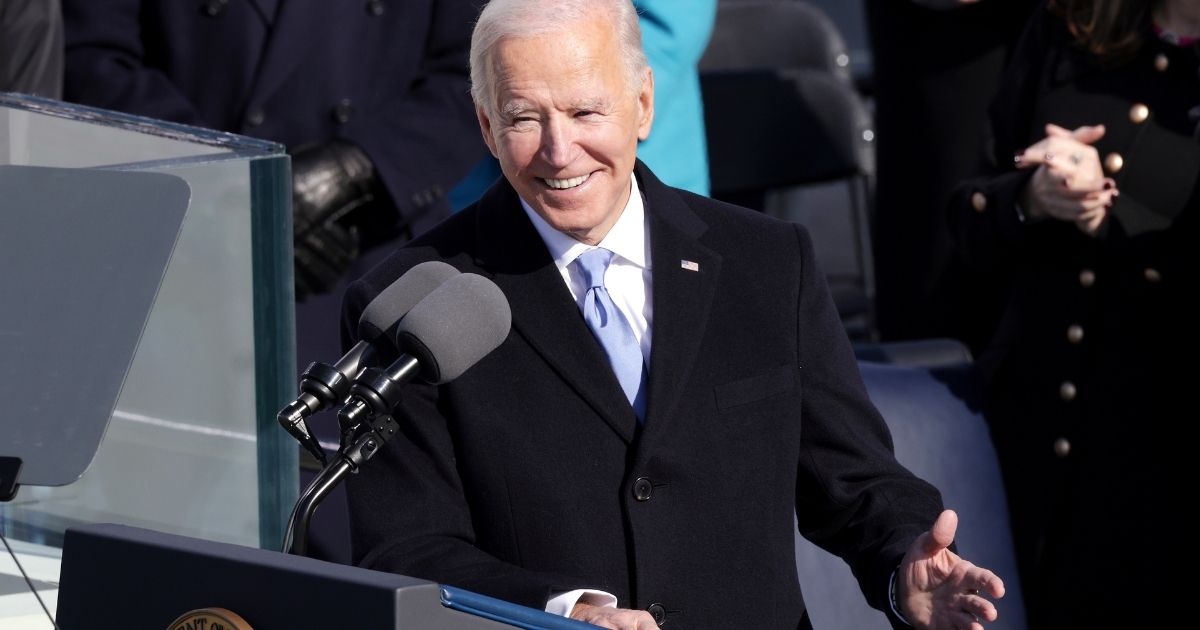 President Joe Biden reacts as he delivers his inaugural address at the U.S. Capitol on Jan. 20, 2021. Biden had signed 22 executive orders as of Jan. 29.