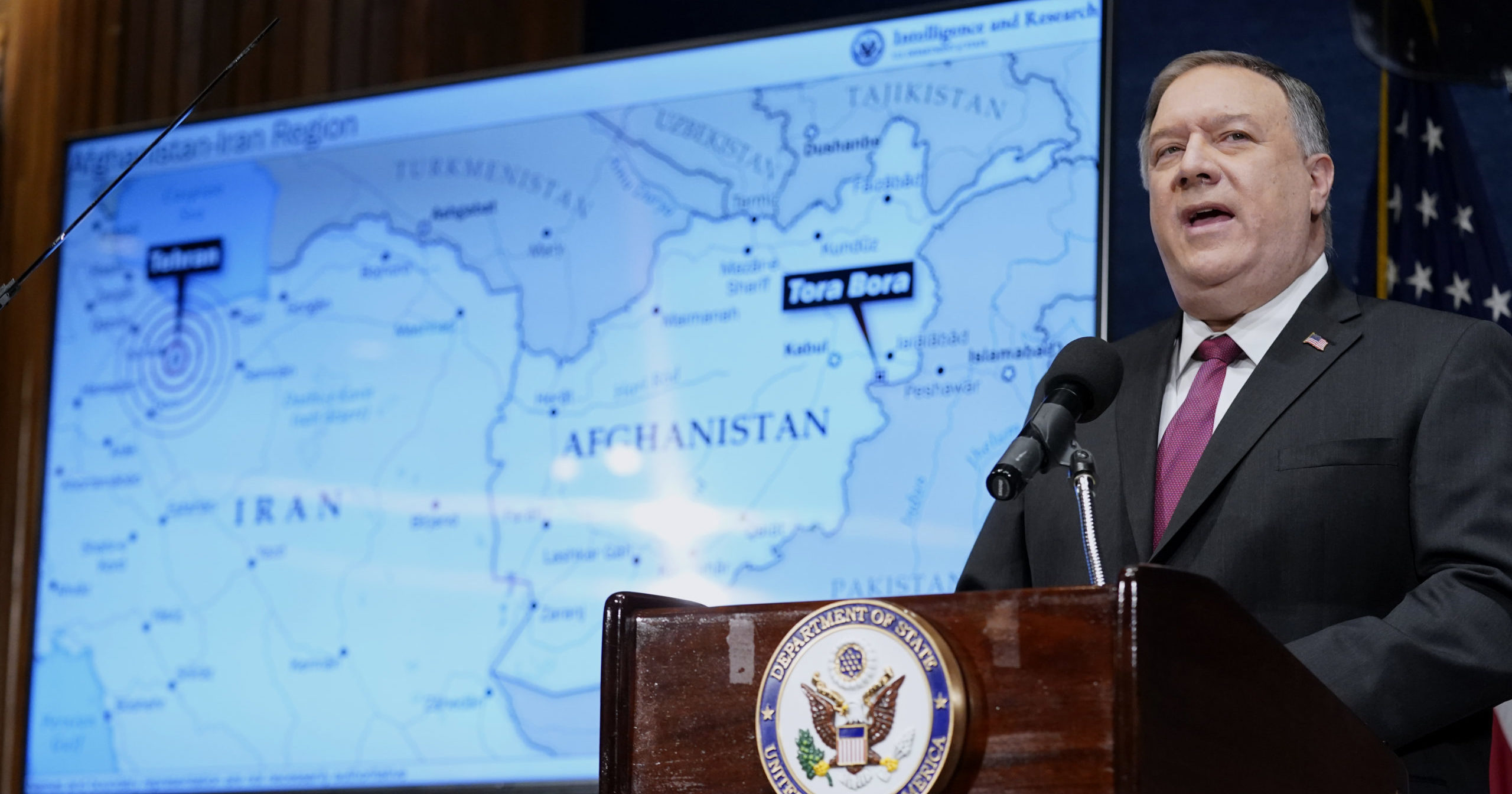 Secretary of State Mike Pompeo speaks at the National Press Club in Washington, D.C., on Jan. 12, 2021.