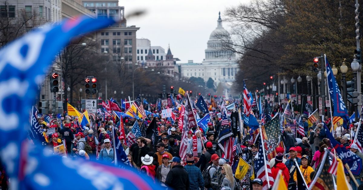 Supporters of President Donald Trump participate in a march to protest the outcome of the 2020 presidential election on Dec. 12, 2020, in Washington, D.C.