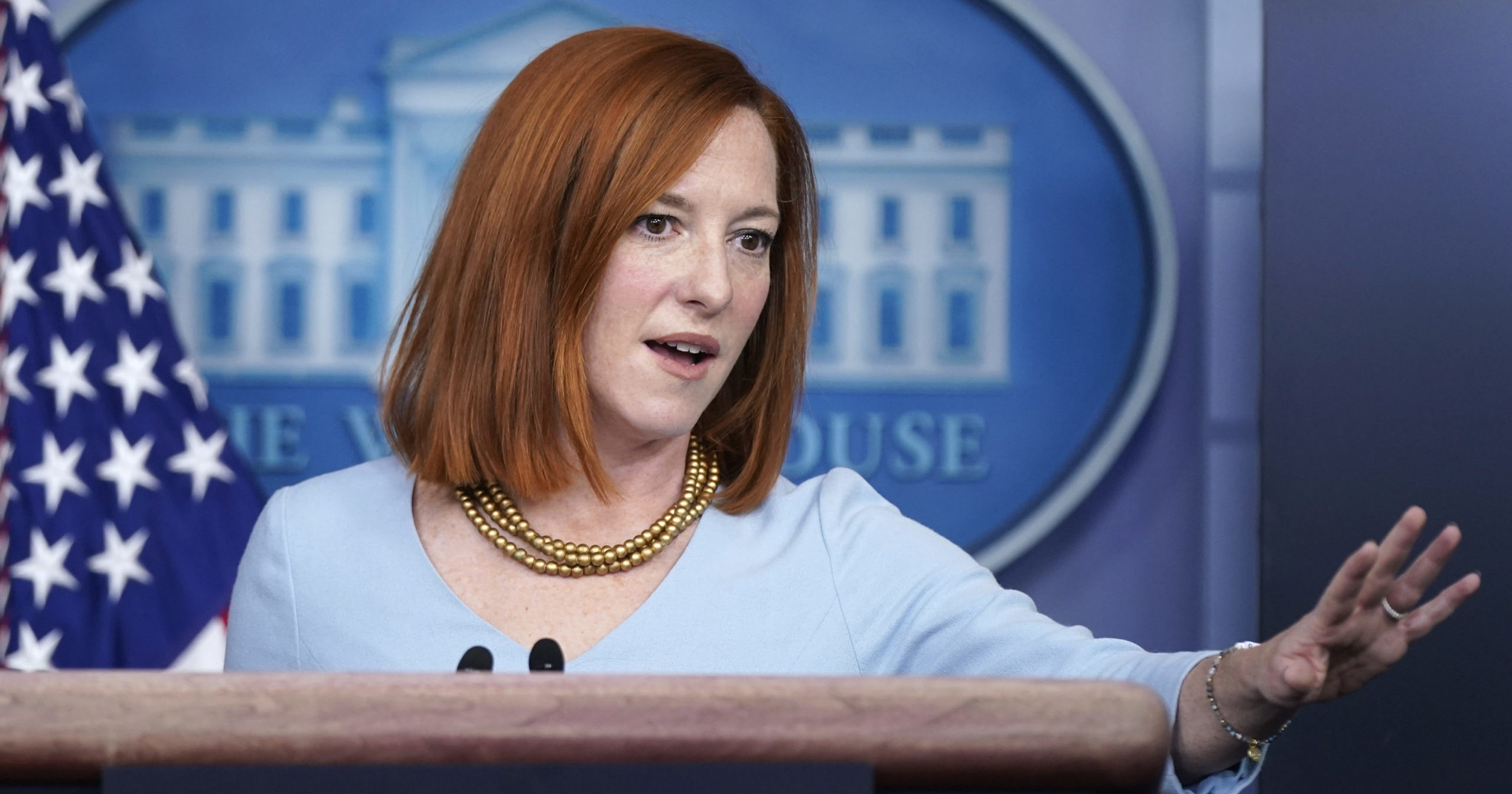 White House press secretary Jen Psaki speaks during a news briefing at the White House on Feb. 10, 2021, in Washington, D.C.