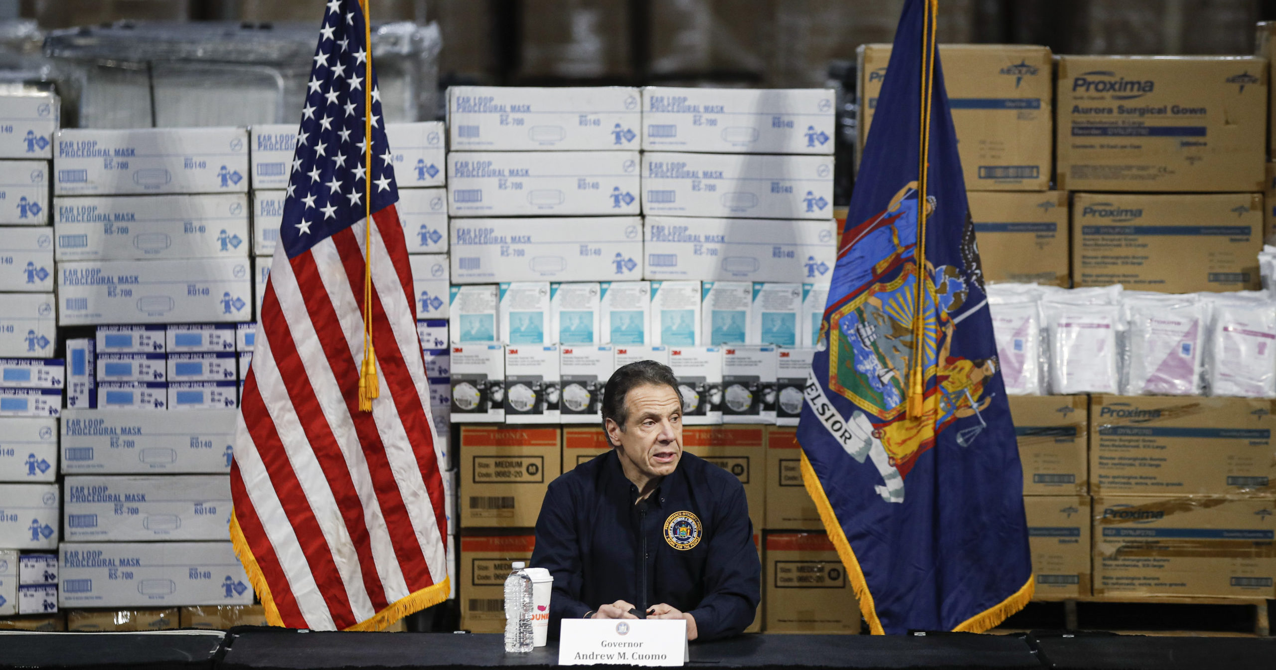 Gov. Andrew Cuomo speaks during a news conference at the Jacob Javits Center in New York on March 24, 2020.