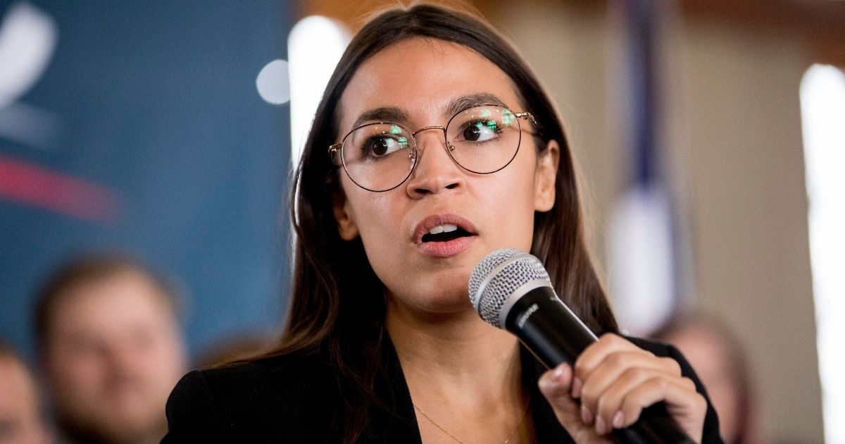 Democratic Rep. Alexandria Ocasio-Cortez of New York speaks at a campaign stop for Democratic presidential candidate Sen. Bernie Sanders of Vermont at La Poste on Jan. 26, 2020, in Perry, Iowa.