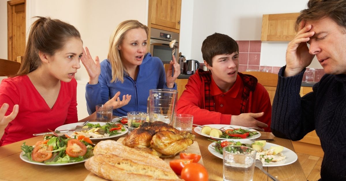 A family argues in the stock image above.