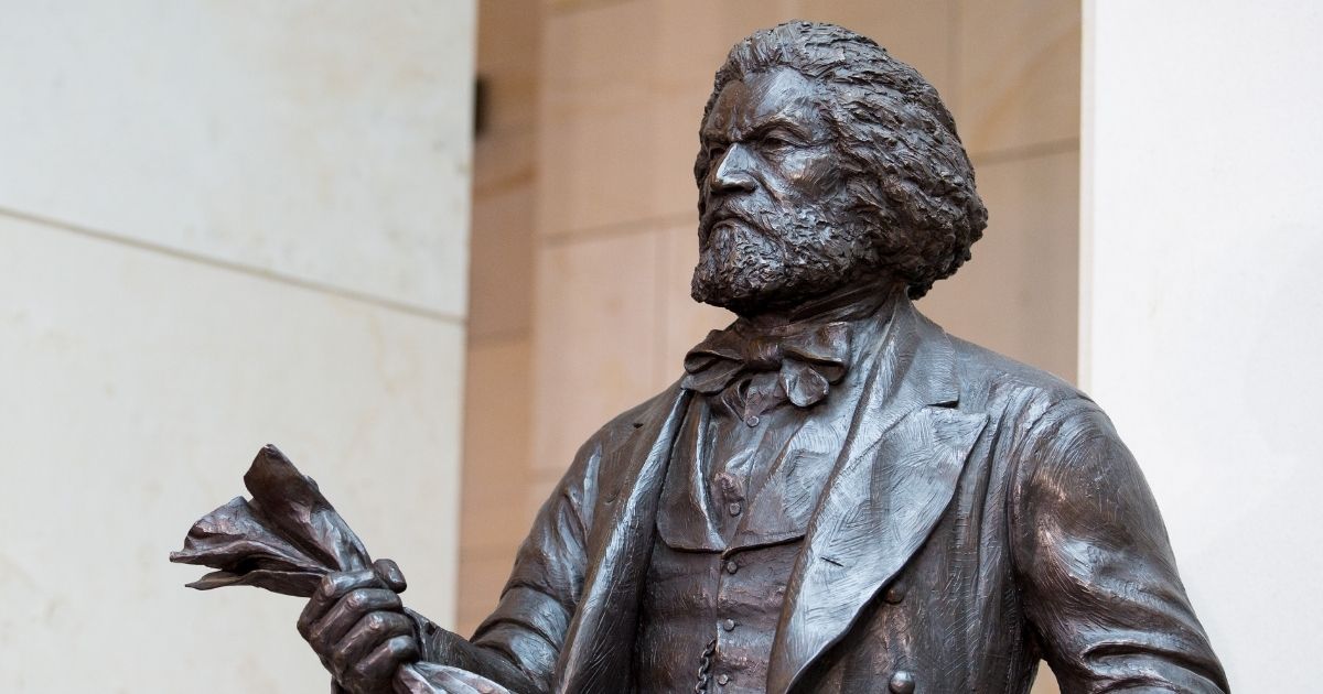 The Frederick Douglass statue in Emancipation Hall at the Capitol Visitors Center is pictured on June 19, 2013, in Washington, D.C.