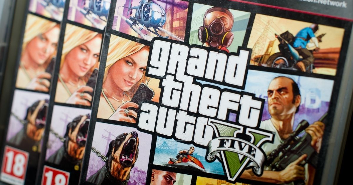 A close view of the packaging of the console game "Grand Theft Auto V" at the midnight opening of the HMV music store in central London on Sept. 17, 2013.