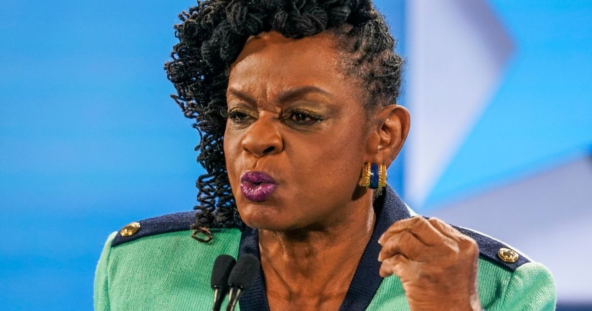 Democratic Rep. Gwen Moore of Wisconsin speaks during the Democratic National Convention at the Wisconsin Center in Milwaukee on Aug. 17.