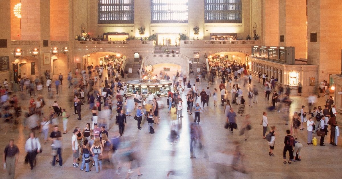 This stock photo pictures a large crowd of people at Grand Central Terminal. COVID-19 cases have dropped by 77 percent in six weeks, signaling that herd immunity may be working.