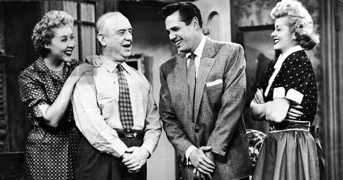 From left to right, Vivian Vance, William Frawley, Desi Arnaz and Lucille Ball are pictured on the popular television series "I Love Lucy" circa 1955.