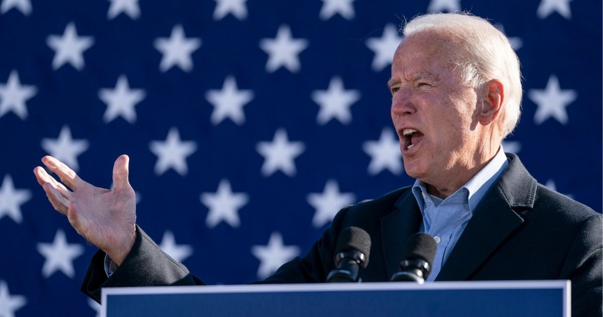 President Joe Biden speaks at a campaign stop at Community College of Beaver County on Nov. 2, 2020, in Monaca, Pennsylvania.