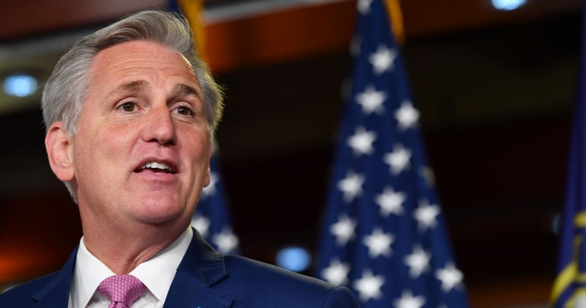 House Minority Leader Kevin McCarthy holds his weekly news conference at Capitol Hill in Washington, D.C., on May 28, 2020.