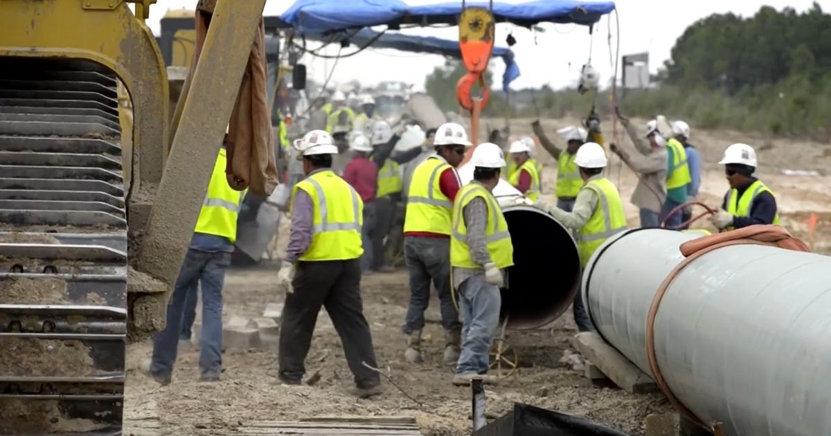 A crew works on TC Energy's Keystone XL pipeline.