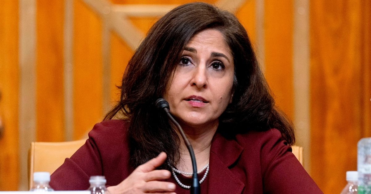 Neera Tanden, nominee for Director of the Office of Management and Budget (OMB), testifies during a Senate Committee on the Budget hearing on Capitol Hill in Washington, D.C., on Feb. 10, 2021.