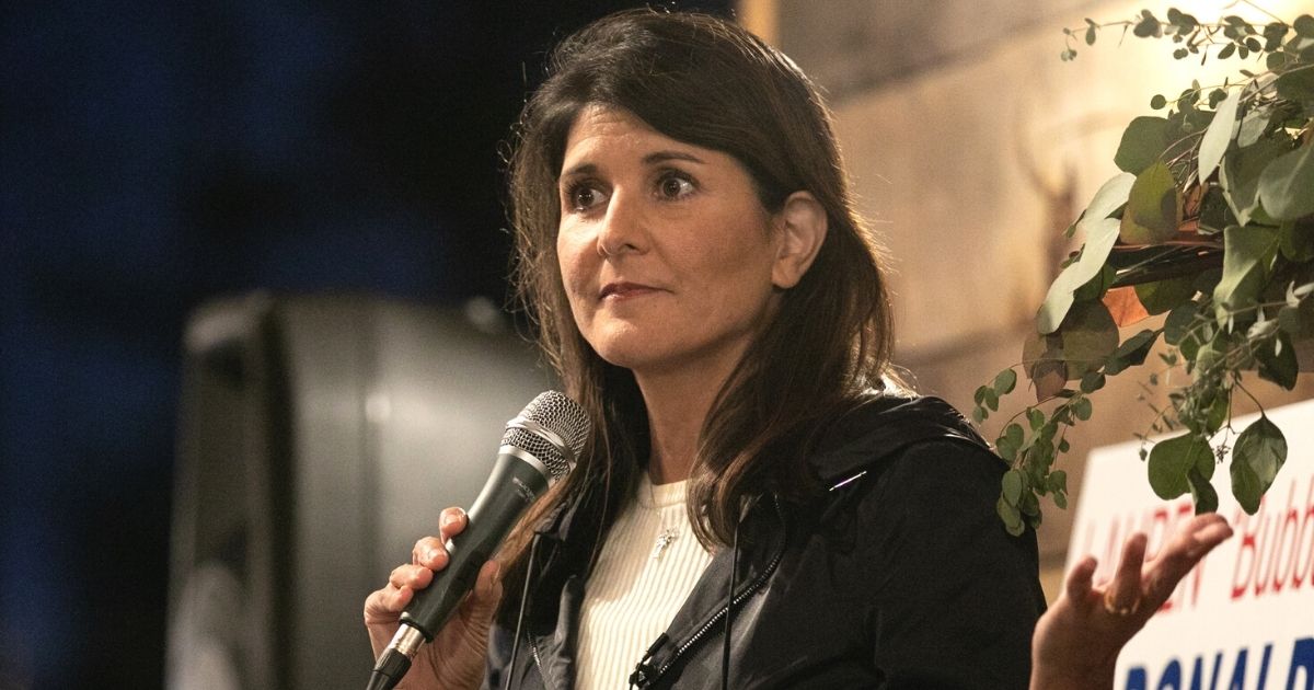 Former U.N. Ambassador Nikki Haley speaks in support of Georgia Republican Senate candidates David Perdue and Kelly Loeffler during a campaign rally in Cumming, Georgia, on Dec. 20.