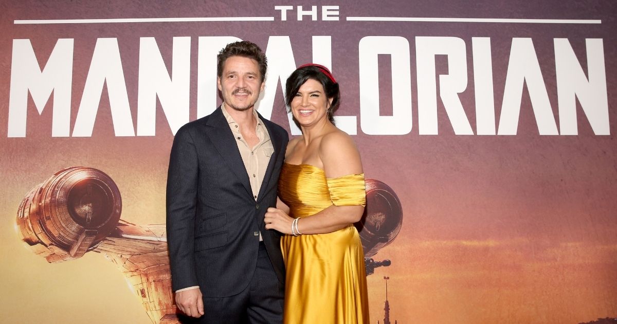 Pedro Pascal and Gina Carano arrive at the premiere of Lucasfilm's first-ever, live-action series, "The Mandalorian," at the El Capitan Theatre in Hollywood, California, on Nov. 13, 2019.