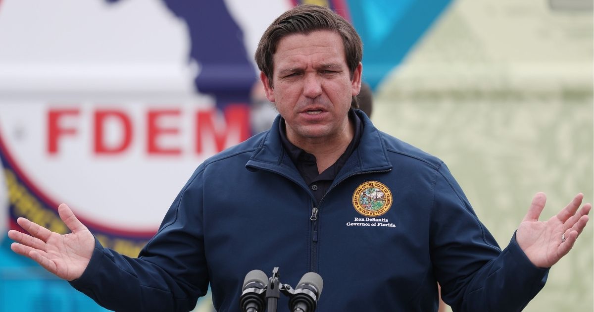 Florida Gov. Ron DeSantis speaks during a press conference at the Hard Rock Stadium testing site on May 6, 2020, in Miami Gardens, Florida.