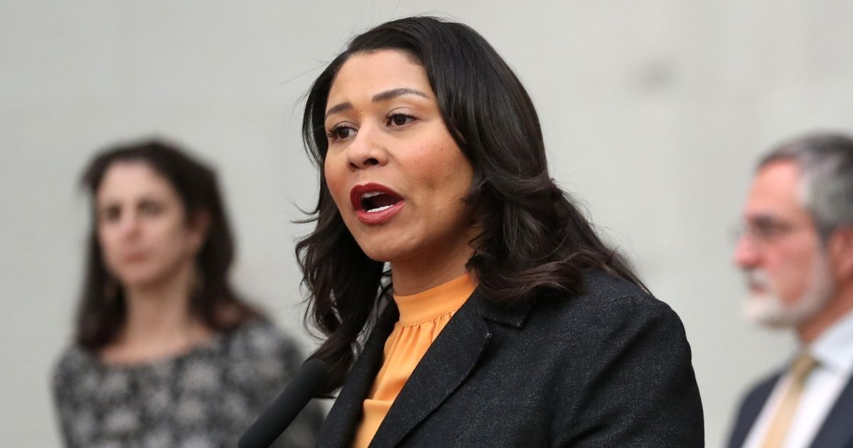 San Francisco Mayor London Breed speaks during a press conference at San Francisco City Hall on March 16, 2020, in San Francisco.